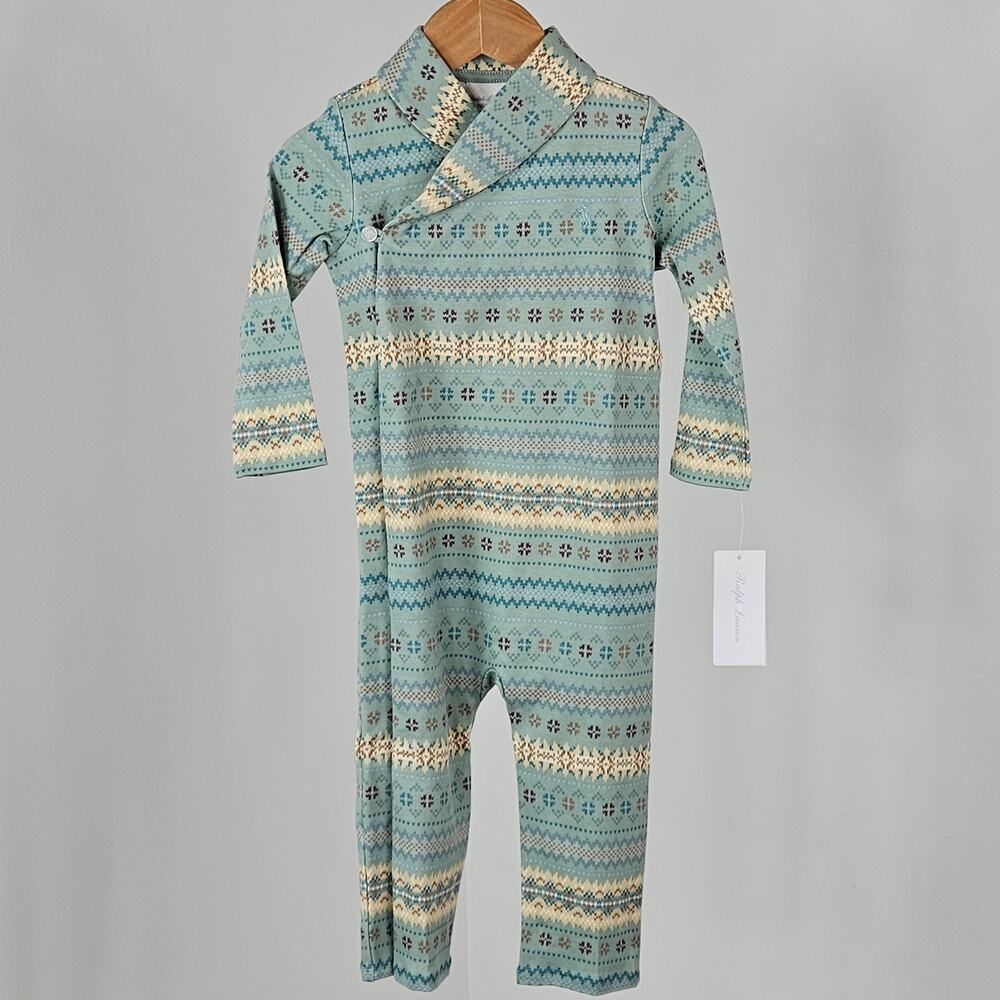 Ralph Lauren Fair Isle Shawl-Collar Coverall | Baby 18 Months | MINOR FLAW - Picture 2 of 15